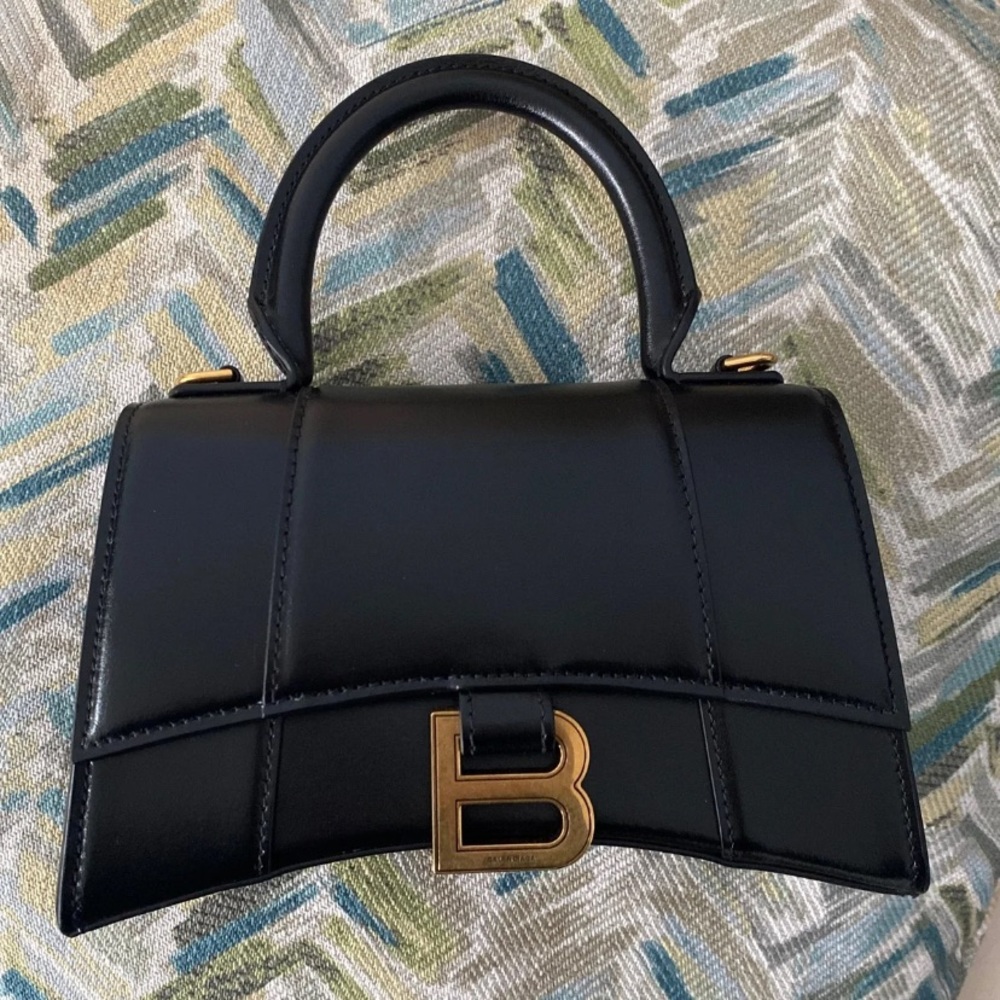 NEW Black Balenciaga XS Hourglass Crossbody Purse
